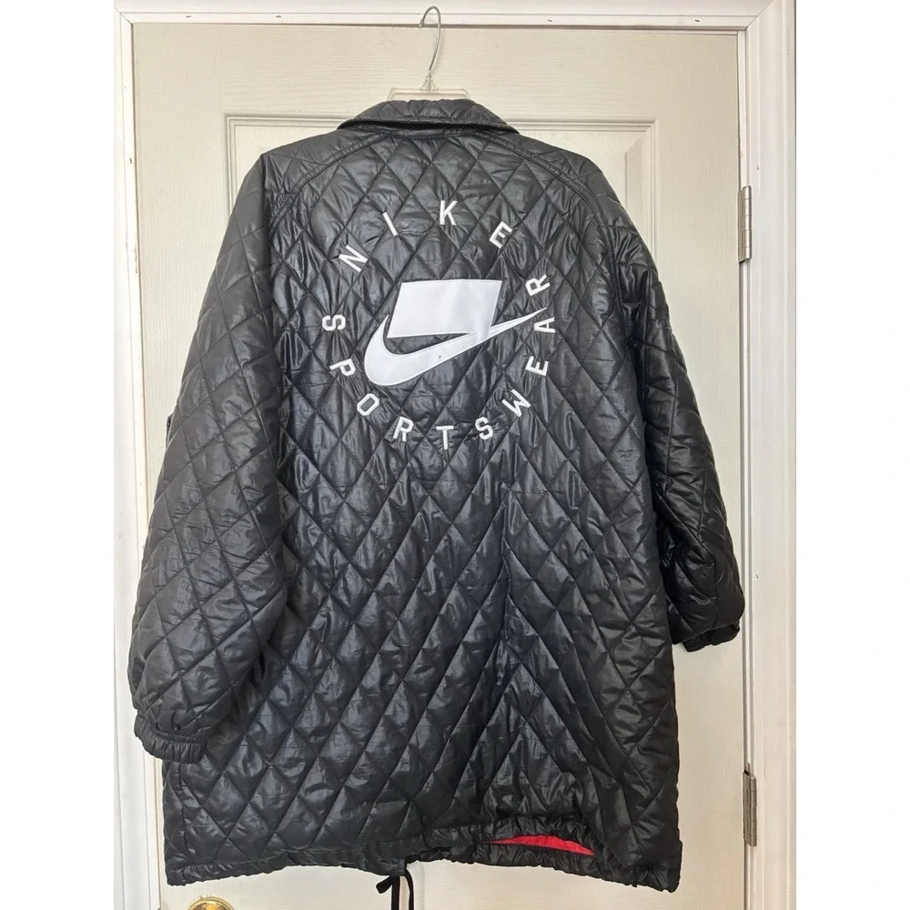 NIKE SPORT Diamond Quilted Thermore Fill Women Sz XL Oversized Black Jacket